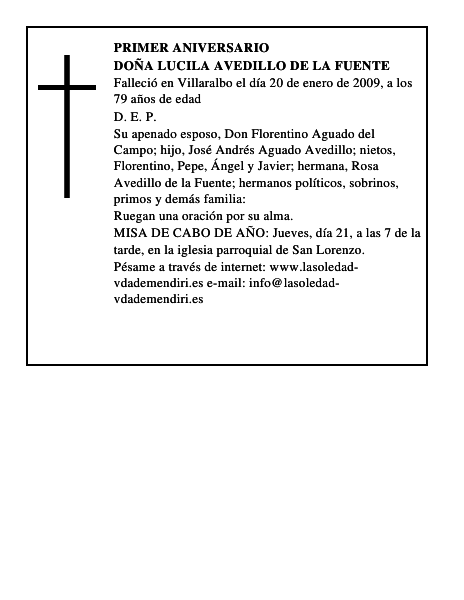 Doña Lucila Avedillo de la Fuente