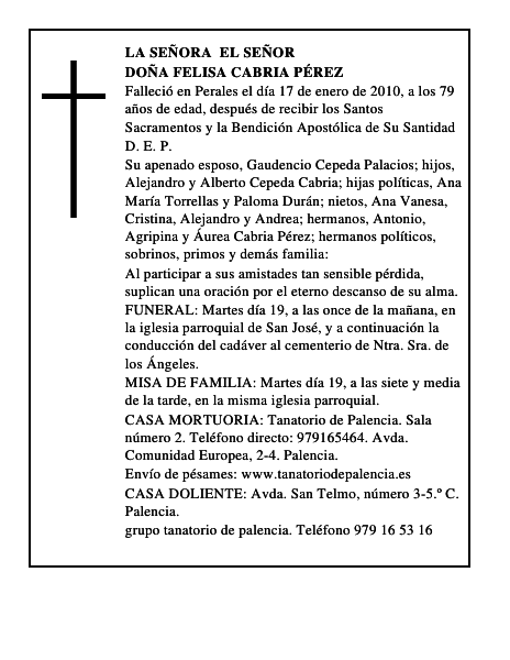 Doña Felisa Cabria Pérez