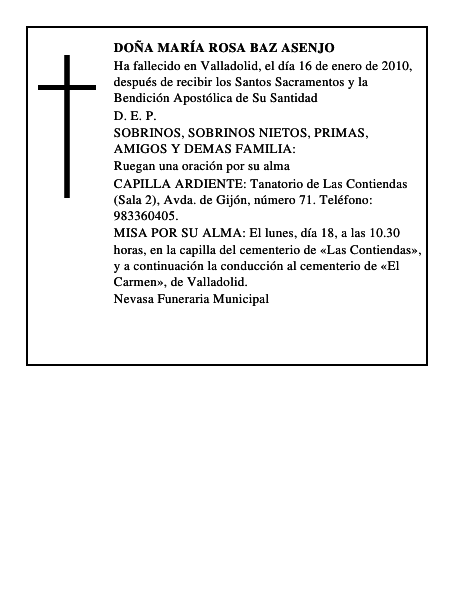 Doña María Rosa Baz Asenjo