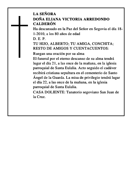 Doña Eliana Victoria Arredondo Calderón