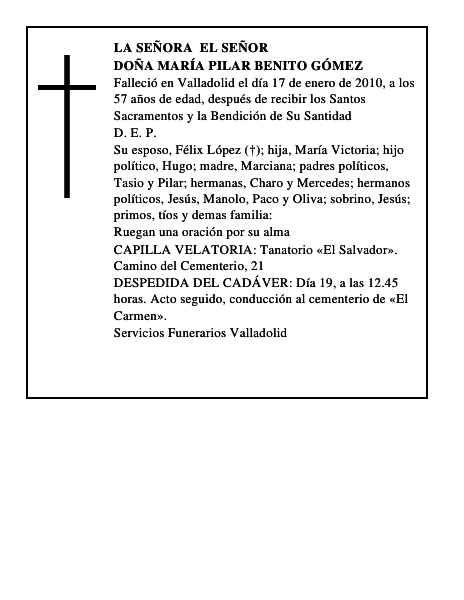 Doña María Pilar Benito Gómez