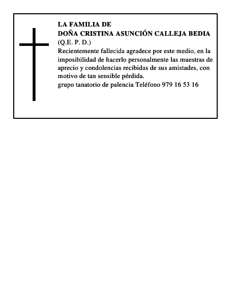 Doña Cristina Asunción Calleja Bedia