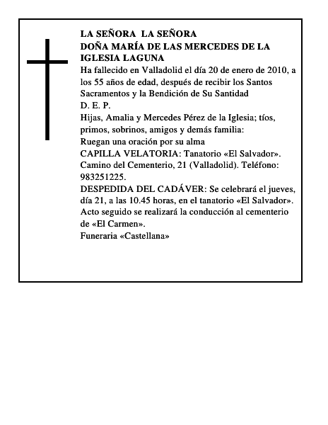 Doña María de las Mercedes de la Iglesia Laguna