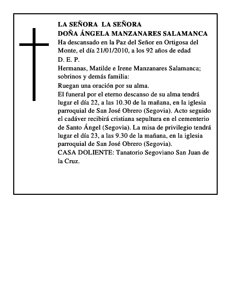 Doña Ángela Manzanares Salamanca