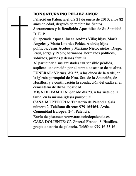 Don Saturnino Peláez Amor