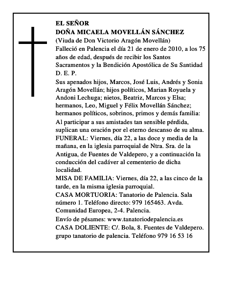Doña Micaela Movellán Sánchez