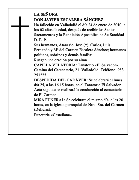 Don Javier Escalera Sánchez