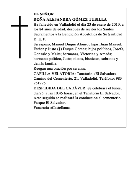 Doña Alejandra Gómez Tubilla