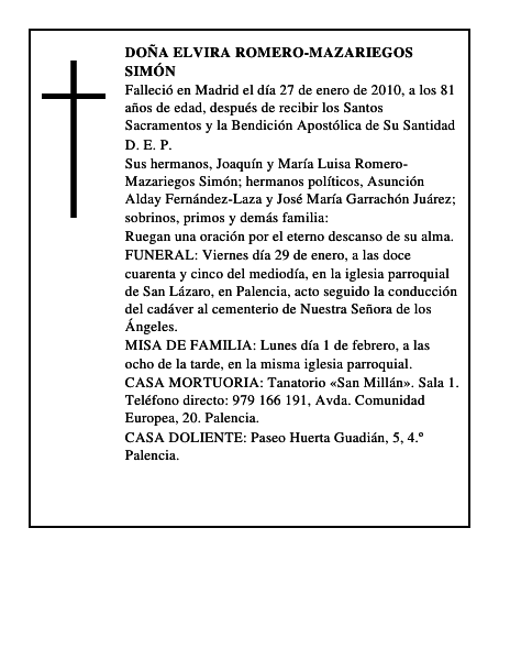 Doña Elvira Romero-Mazariegos Simón