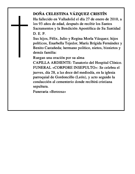 Doña Celestina Vázquez Cristín