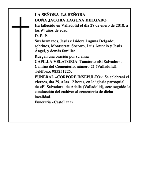 Doña Jacoba Laguna Delgado