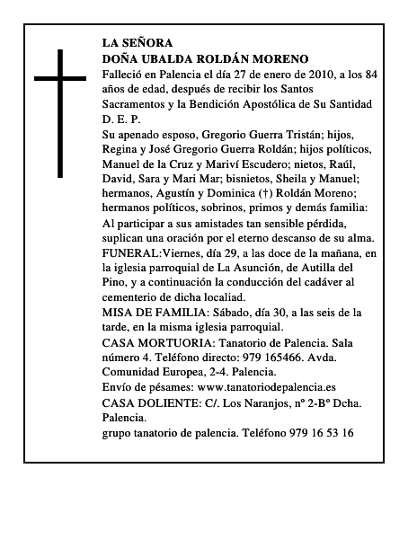 Doña Ubalda Roldán Moreno
