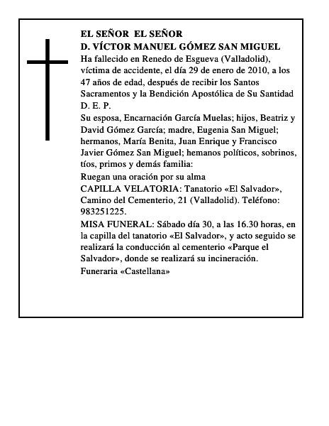 D. Víctor Manuel Gómez San Miguel