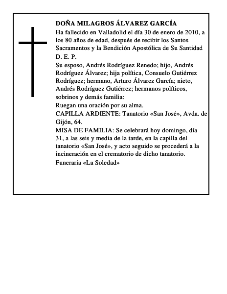 Doña Milagros Álvarez García