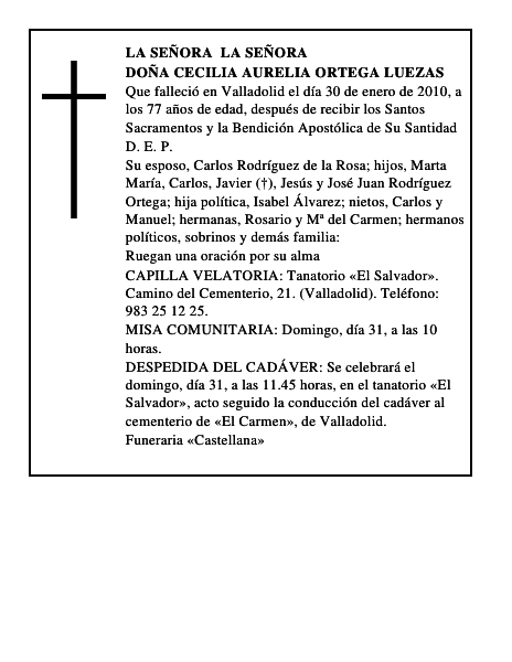Doña Cecilia Aurelia Ortega Luezas