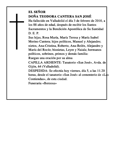 Doña Teodora Cantera San José