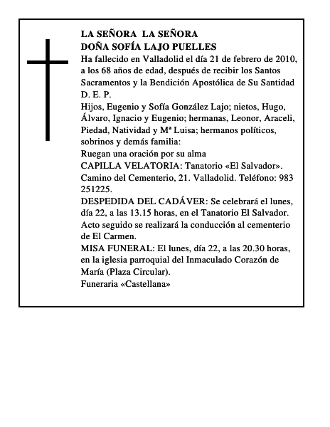 Doña Sofía Lajo Puelles
