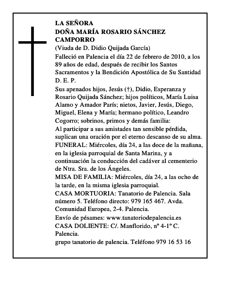 Doña María Rosario Sánchez Camporro
