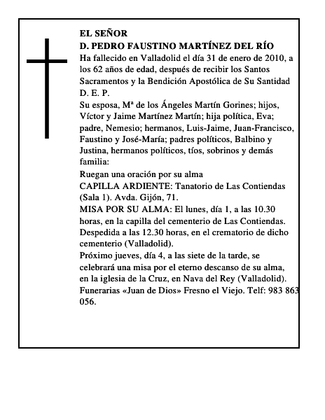 D. Pedro Faustino Martínez del Río