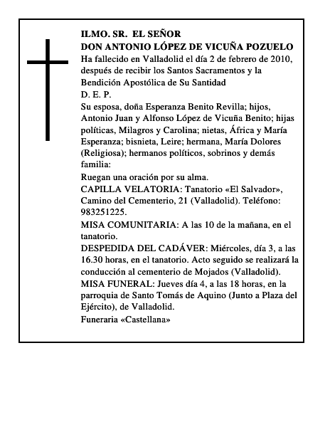 Don Antonio López de Vicuña Pozuelo