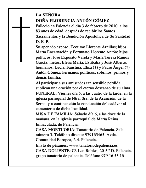 Doña Florencia Antón Gómez