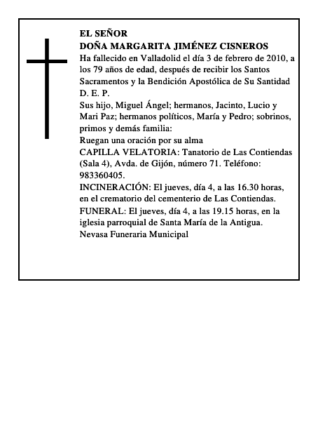 Doña Margarita Jiménez Cisneros