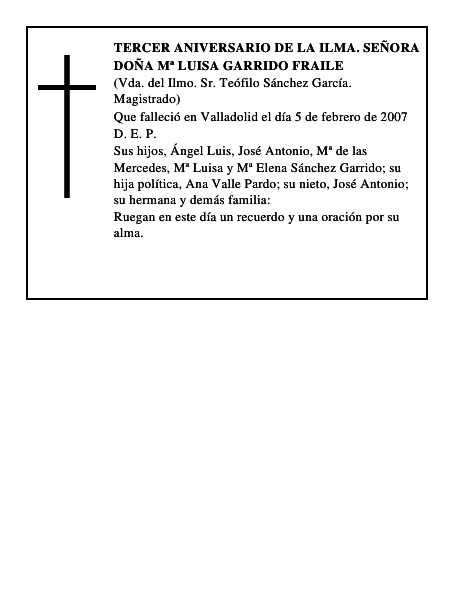 Doña Mª Luisa Garrido Fraile
