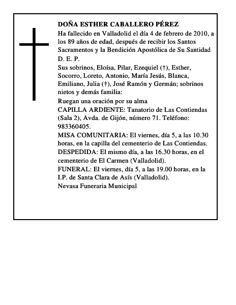 Doña Esther Caballero Pérez