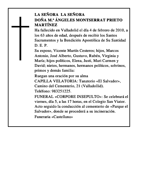 Doña M.ª Ángeles Montserrat Prieto Martínez