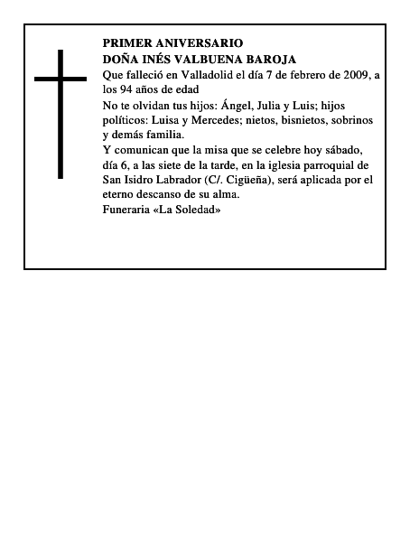 Doña Inés Valbuena Baroja