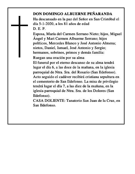 Don Domingo Albuerne Peñaranda