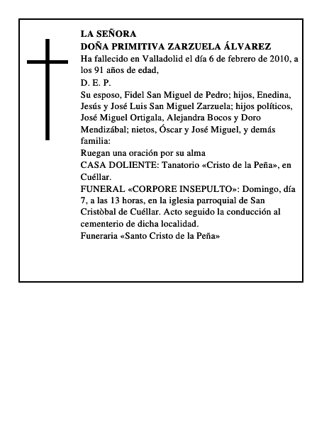 Doña Primitiva Zarzuela Álvarez
