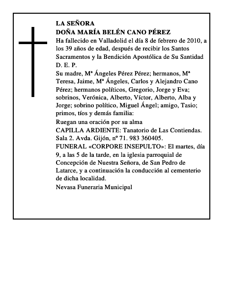 Doña María Belén Cano Pérez