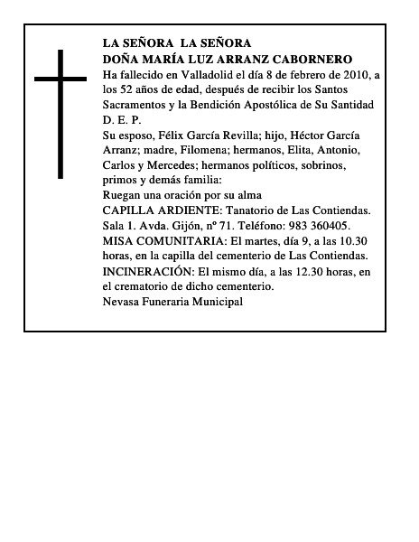 Doña María Luz Arranz Cabornero