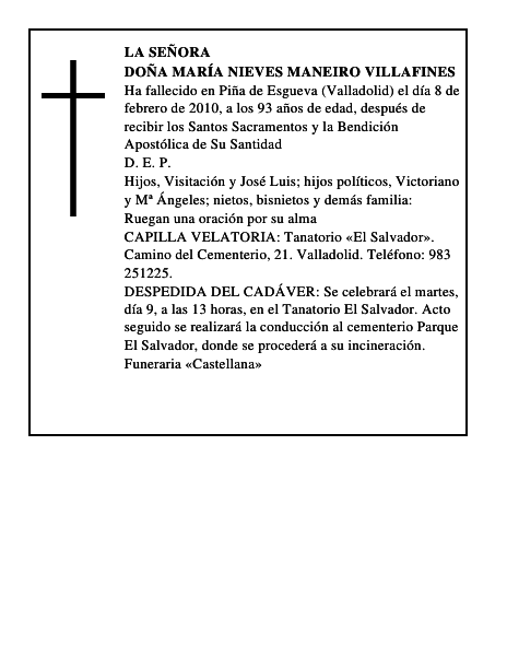 Doña María Nieves Maneiro Villafines