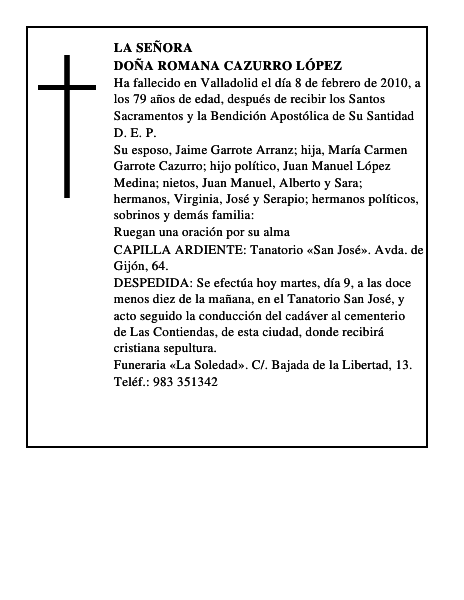Doña Romana Cazurro López