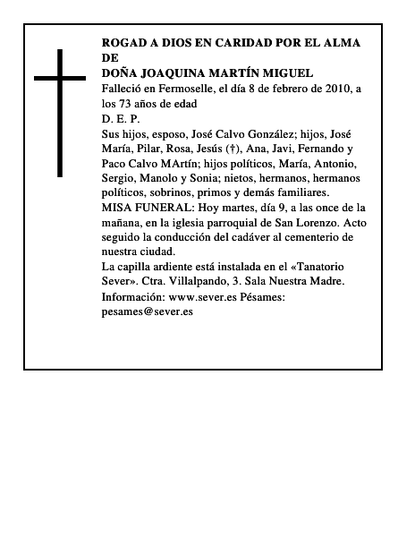 Doña Joaquina Martín Miguel