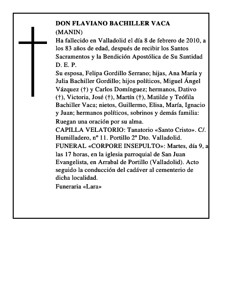 Don Flaviano Bachiller Vaca