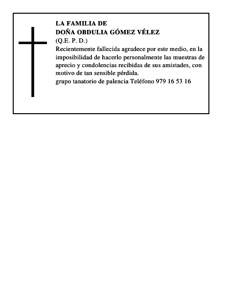 Doña Obdulia Gómez Vélez