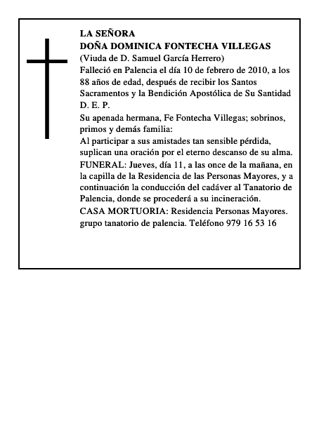 Doña Dominica Fontecha Villegas