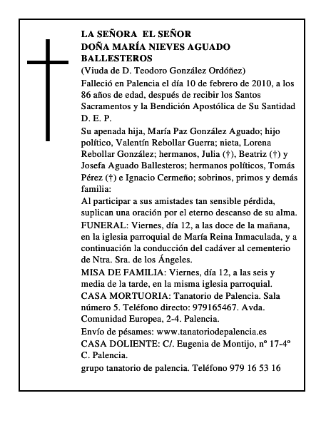 Doña María Nieves Aguado Ballesteros