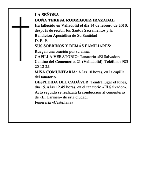 Doña Teresa Rodríguez Irazabal