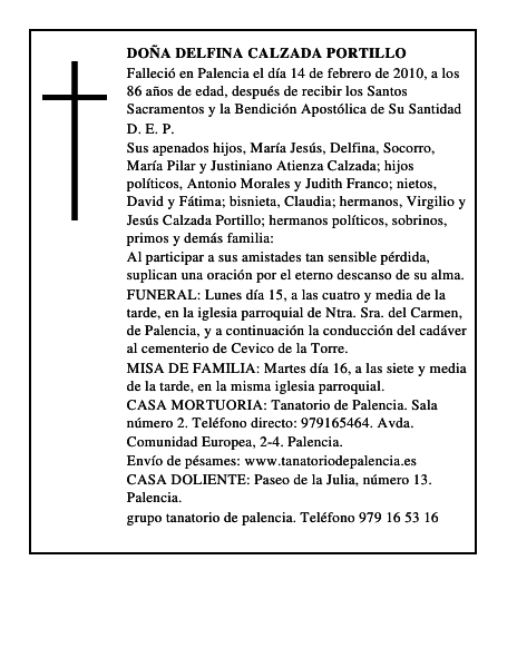 Doña Delfina Calzada Portillo