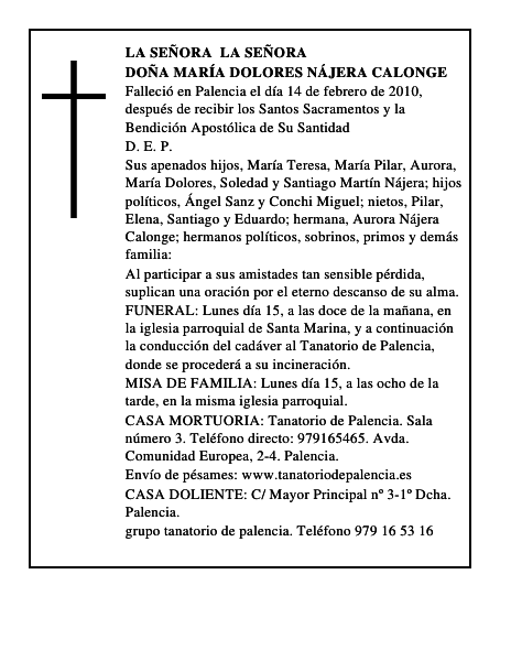 Doña María Dolores Nájera Calonge
