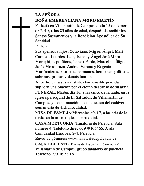 Doña Emerenciana Moro Martín