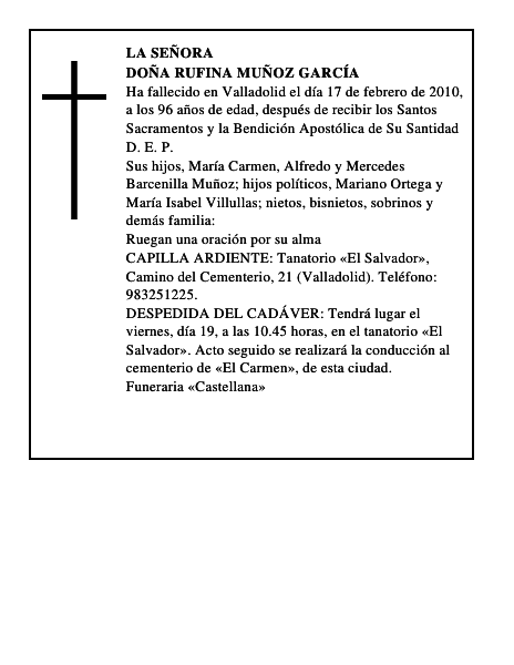 Doña Rufina Muñoz García