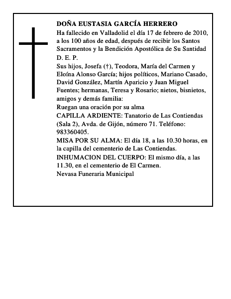 Doña Eustasia García Herrero