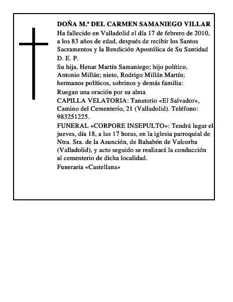Doña M.ª del Carmen Samaniego Villar
