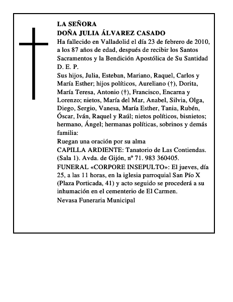 Doña Julia Álvarez Casado