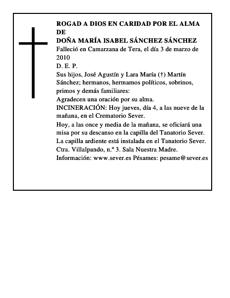 Doña María Isabel Sánchez Sánchez
